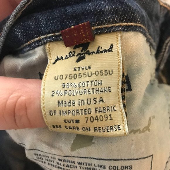 7 For All Mankind Upcycled Cutoff Denim Shorts Medium Wash Embellished Sz 28 - Picture 8 of 12